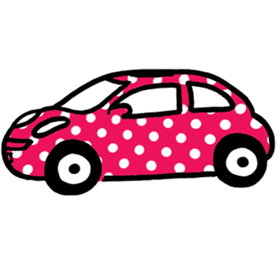 Rotes Auto mit weißen Punkten